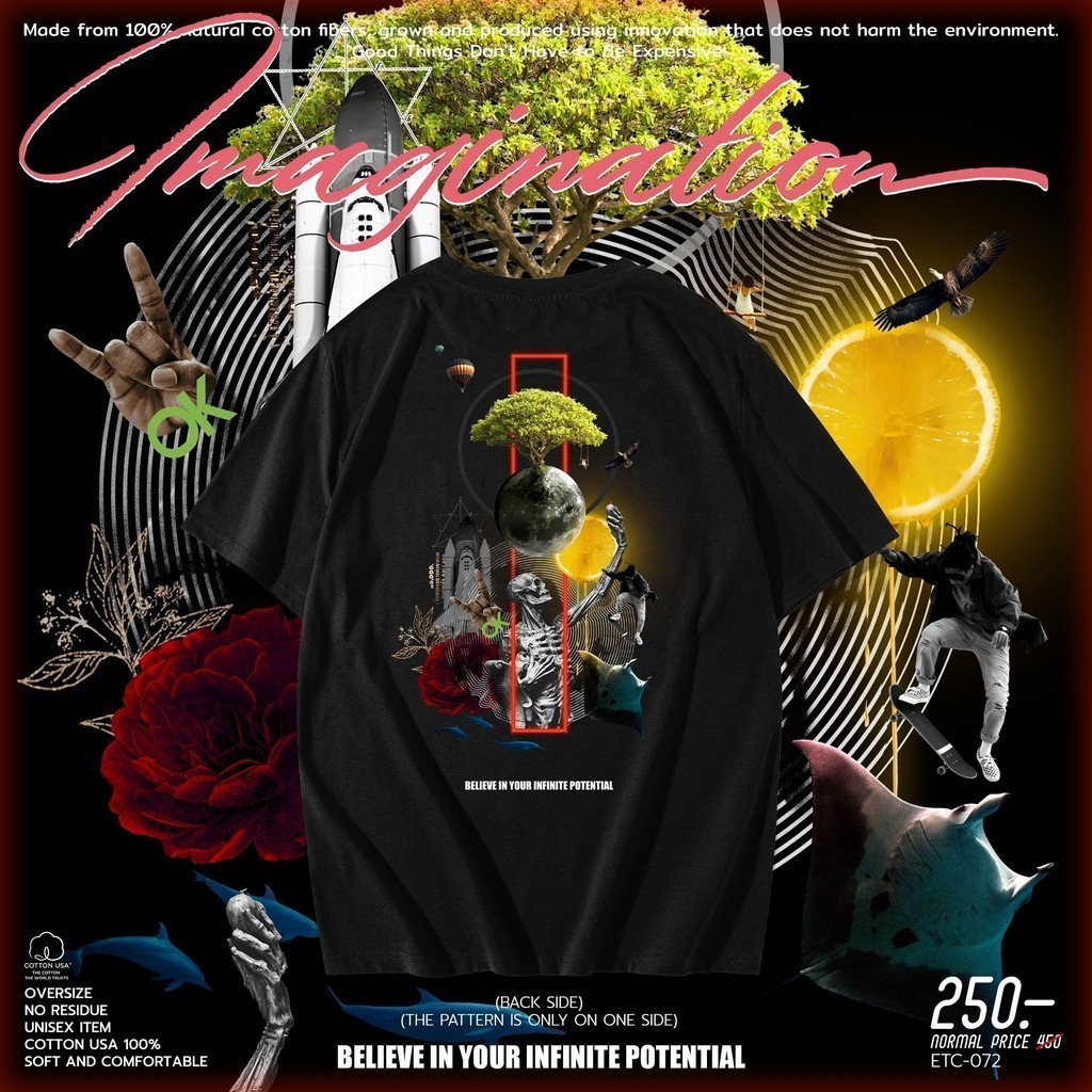OK Apparel เสื้อยืดคอกลมแขนสั้น ลาย Believe in your infinite potential Oversize Cotton USAคุ้มสุด!