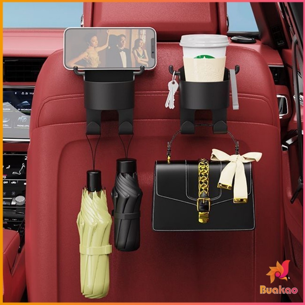 Buakao ตะขอแขวนหลังรถ สีดำ ตะขออเนกประสงค์ในรถ Car Hook
