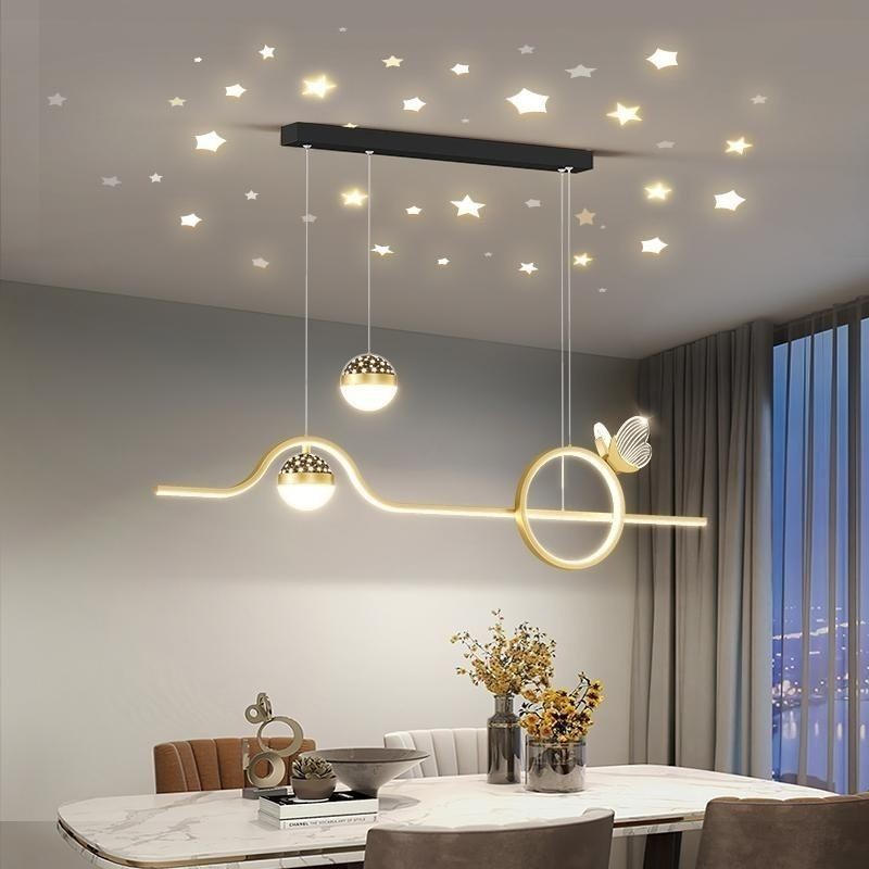 ห ้ องรับประทานอาหารโคมระย ้ าโมเดิร ์ น Minimalist โต ๊ ะรับประทานอาหารโคมไฟสแกนดิเนเวียนหรูหรายาวจี ้ รับประทานอาหาร - รูปที่ 2