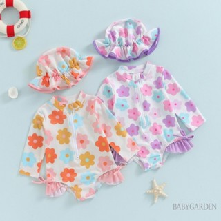 Baga-3-24 เดือนเด็กสาว Rash Guard ชุดว่ายน้ําฤดูร้อนดอกไม้พิ…