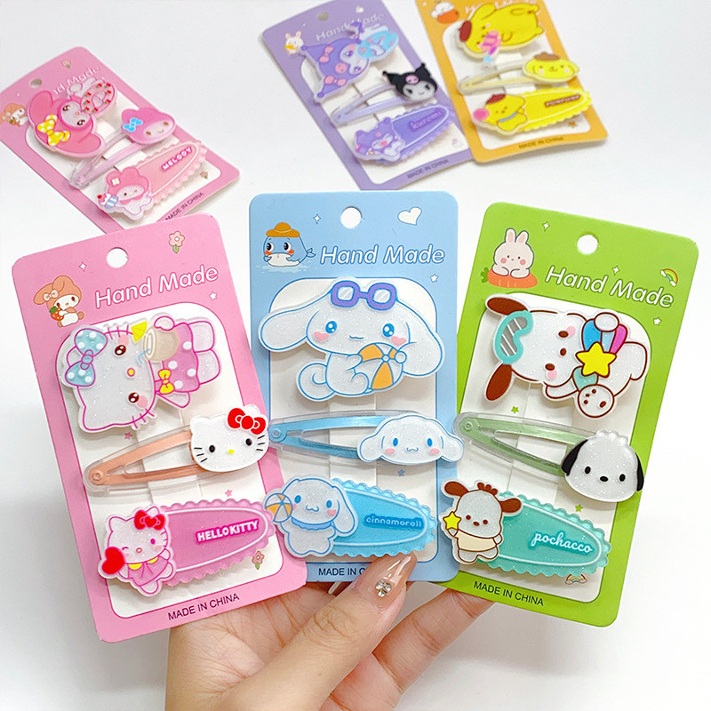 2025น ่ ารักการ ์ ตูน Sanrio ชุด Hairpin สาวหวานคลิปผมอะคริลิคอเนกประสงค ์ แฟชั ่ นเด ็ ก BB คลิปอุปกรณ ์ เสริมผม