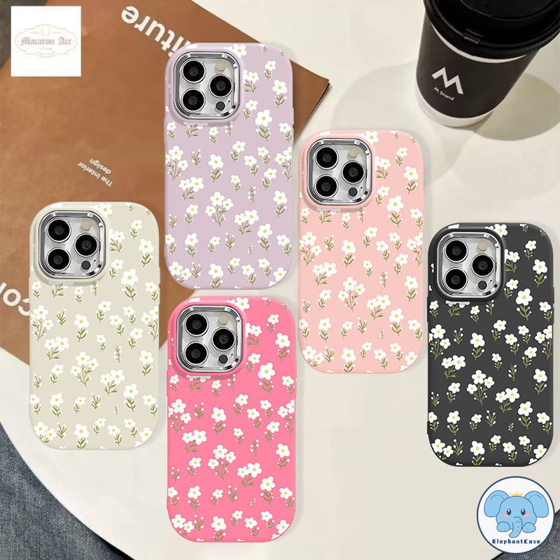 การ์ตูนผีเสื้อสีขาวน่ารักดอกไม้เล็กๆกันกระแทก Soft Tpu Cover iPhone 15 13 12 7Plus 11 14 Pro Max XR SE X XS Max 7 8 Plus