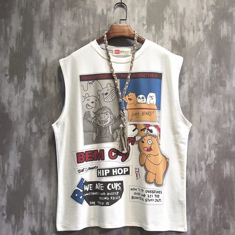 MNO.9 shoulder vest B-Bear เสื้อแขนกุด สกรีนลายน้องหมีน่ารัก ผ้านุ่มใส่สบาย พร้อมจัดส่ง
