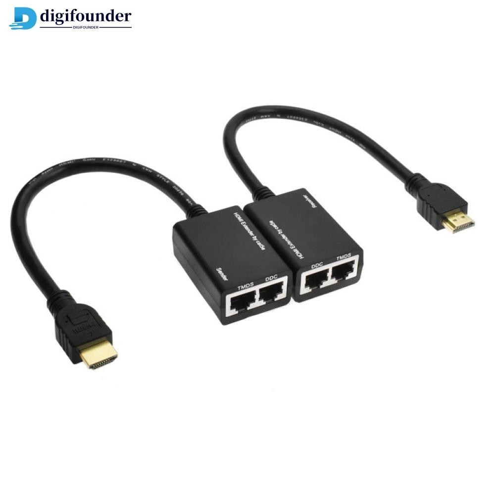 Digifounder 1080P HDMI-Compatible Extender Cat5e Cat 6 Ethernet สัญญาณ RJ45 Lan Converter 3D HDMI-ใช้งานร่วมกับเครื่องส่งสัญญาณ TX RX 30M B2L4