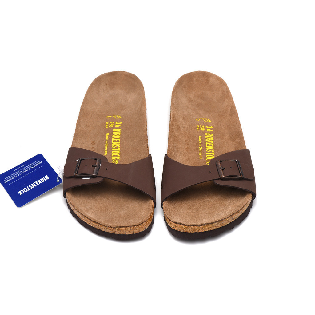 Made in Germany Cork รองเท้าแตะสีน้ําตาลฝ้าสําหรับผู้ชายและผู้หญิง Madrid 34-41