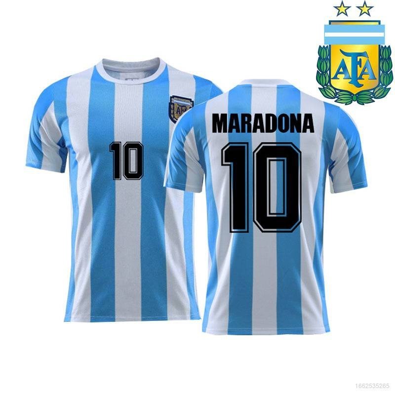 Hot 1986 Argentina national Home Football Jersey Tshirt Maradona hand of God Soccer Jersey Tee Unisex Plus ขนาด