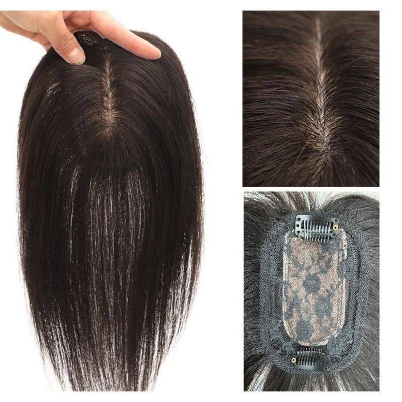 8cmx12 ซม.ขนาดฐาน 100% ผมมนุษย์ Topper Wiglet สําหรับผู้หญิง 20 ซม. ~ 30 ซม., สีดํา/สีน้ําตาล,สามารถ DIY ขอบ