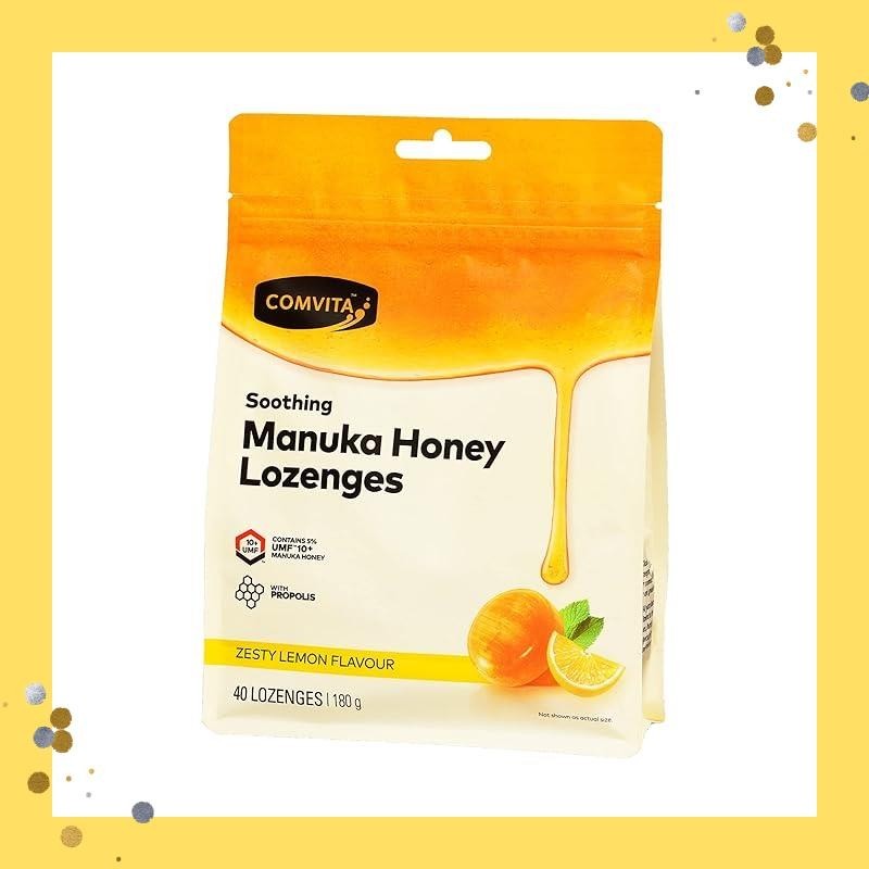 Comvita UMF 10+ Manuka Honey Propolis Throat Lozenges - Lemon and Honey Flavor - 40 capsules