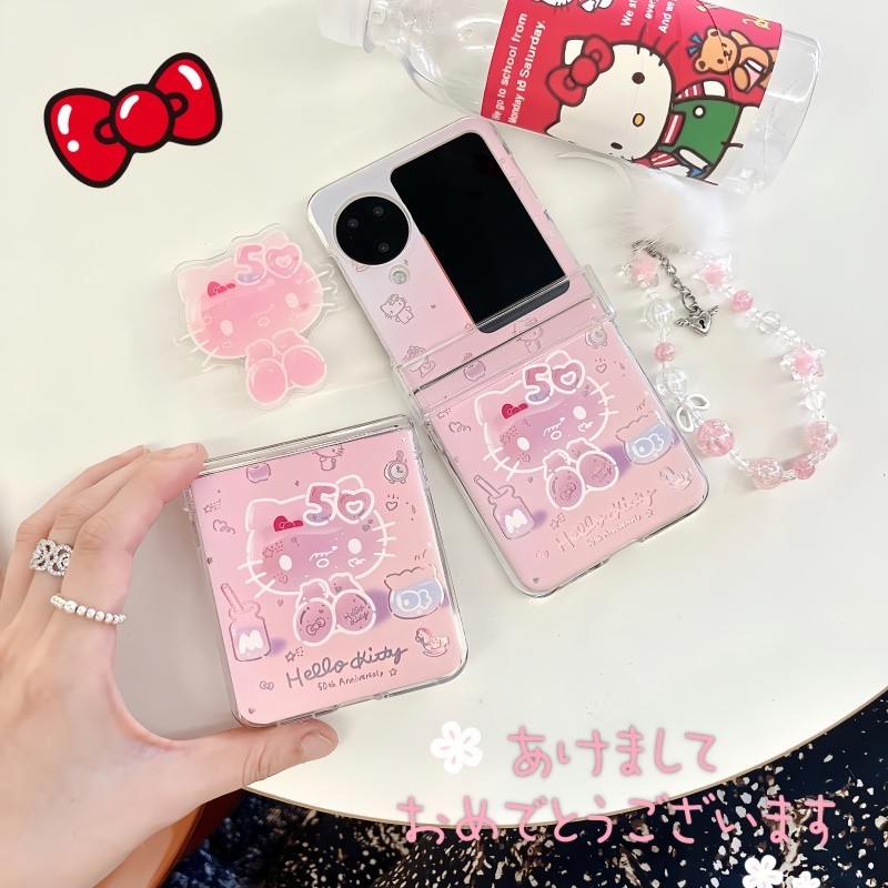 Oppo FIND N3 FLIP เคสโทรศัพท์ OPPO FIND N2 FLIP แฟชั่นที่ไม่ซ้ํากันครบรอบ 50 ปี Kitty Creative Shock-proof Case