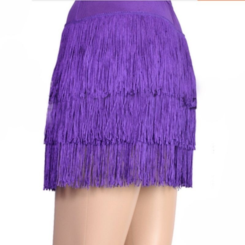กระโปรงแฟชั่นเต้นรําละตินผู้ใหญ่ T6 Fringed ชุดฝึกซ้อม ชุดกระโปรงเต้นรําสแควร์