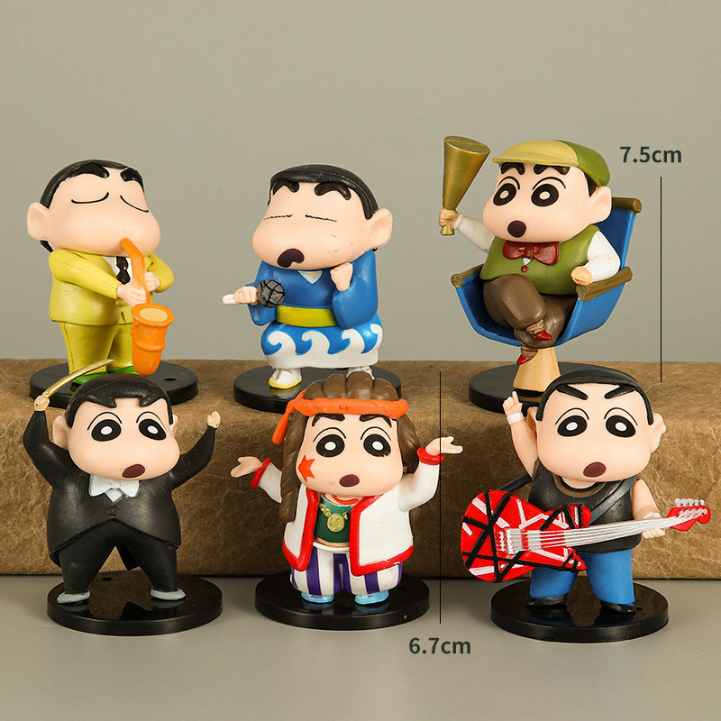 โมเดลของเล่น 2/4/6/8Pcs crayon shin-chan โมเดลฟิกเกอร์ เครยอนชินจังcosplay โมเดลอนิเมะ ของสะส
