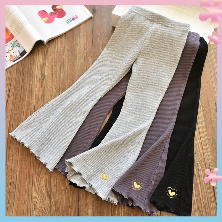Girls' Ice Silk Bell-Bottom Pants2023New Fashionable Stretch Pants Children Baby Slim Fit Anti-Mosquito in Summer Trousers Women