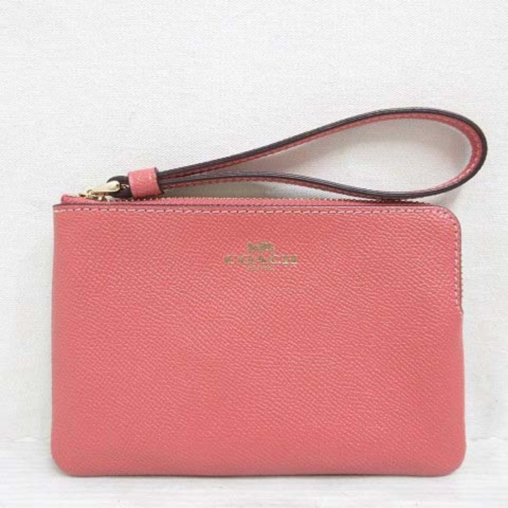 Coach F58032 Wristlet Pouch Leather Pink Accessory Case Direct from Japan Secondhand