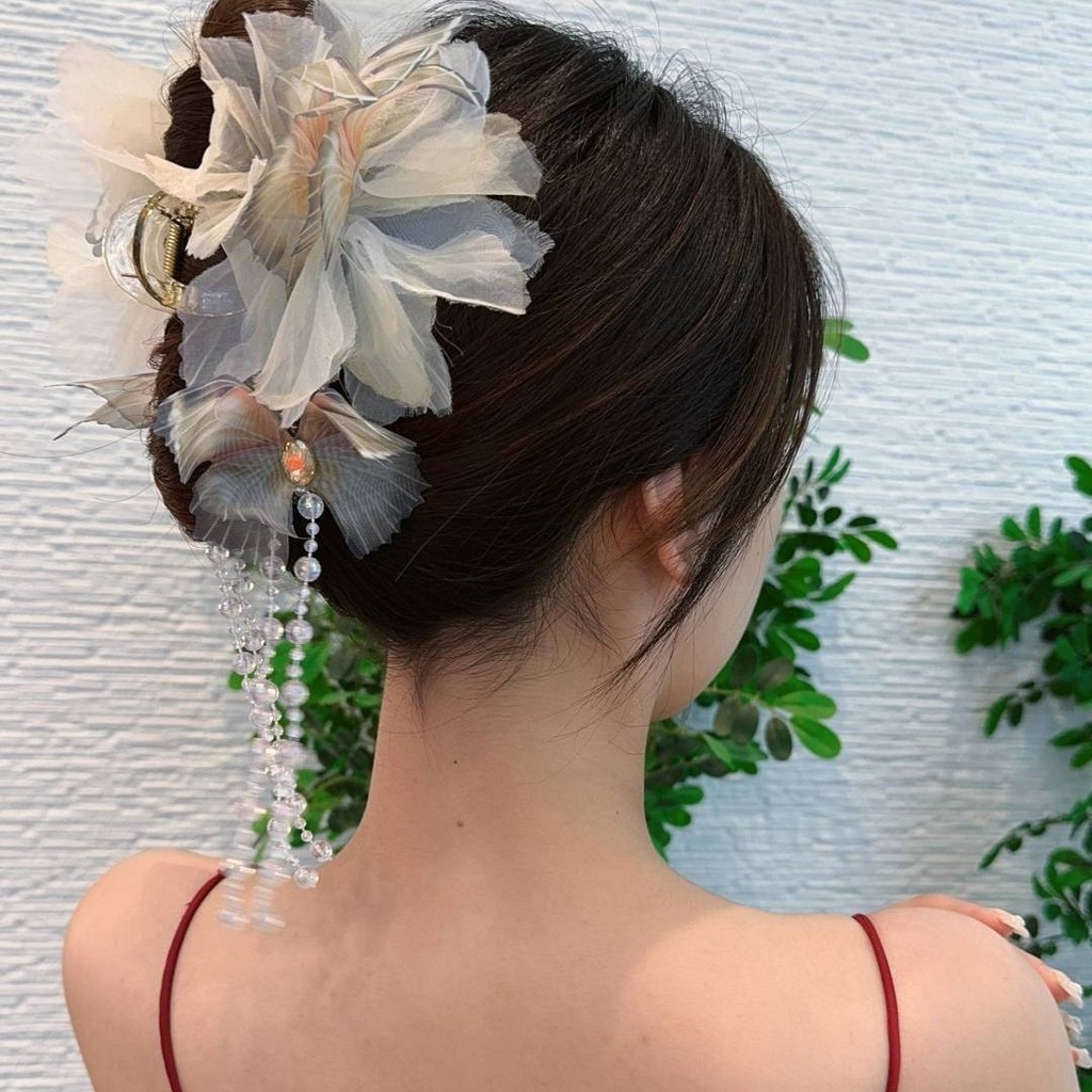 ผีเสื้อรักดอกไม้ผ้าไหมอมตะสุดดอกไม้เครื่องประดับผมผีเสื้อพู่กิ๊บหลายชั้นสามมิติดอกไม้อารมณ์คลิปฉลามอีกาขนาดเล็ก - รูปที่ 6