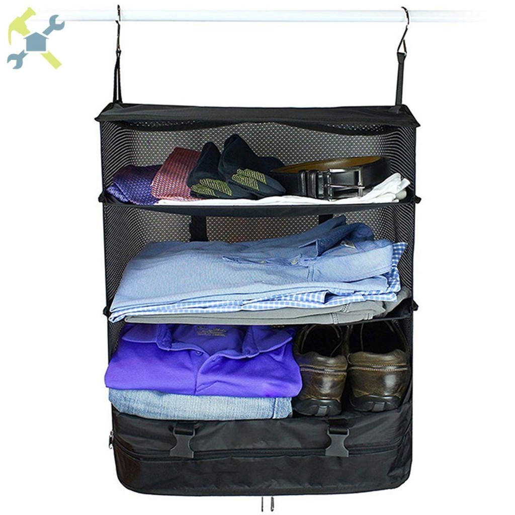 กระเป ๋ าเดินทางออแกไนเซอร ์ กระเป ๋ าเดินทางแบบพกพาชั ้ นวางกระเป ๋ าเดินทางบรรจุ Cube พับแขวนตู ้ เสื ้ อผ ้ า SHOPTKC1112