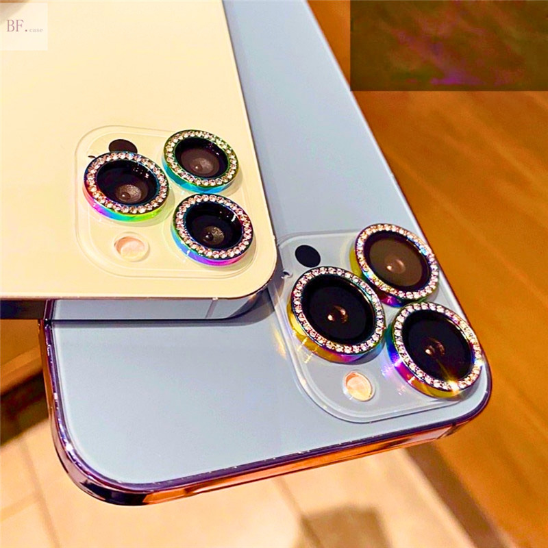 เลนส ์ เพชรกระจกนิรภัยป ้ องกันฟิล ์ มสําหรับ Iphone 15 14 13 12 11 Pro Max 14plus 15plus 12mini 13mini