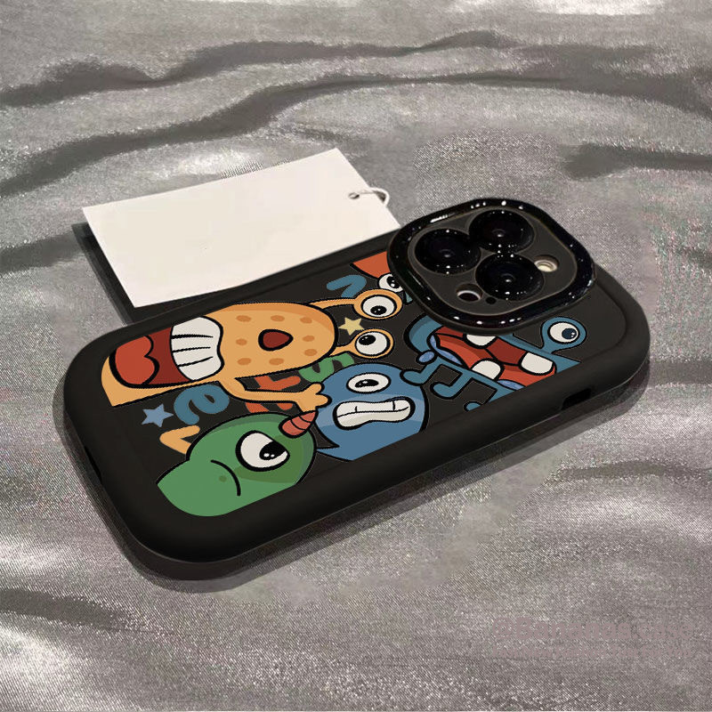 Iphone 15 14 13 12 11 Pro Max X Xr Xs Max 7 8 Plus SE2020 เคสโทรศัพท์การ์ตูนสนุกมอนสเตอร์ตัวน้อยคู่ฝาครอบโทรศัพท์นุ่ม