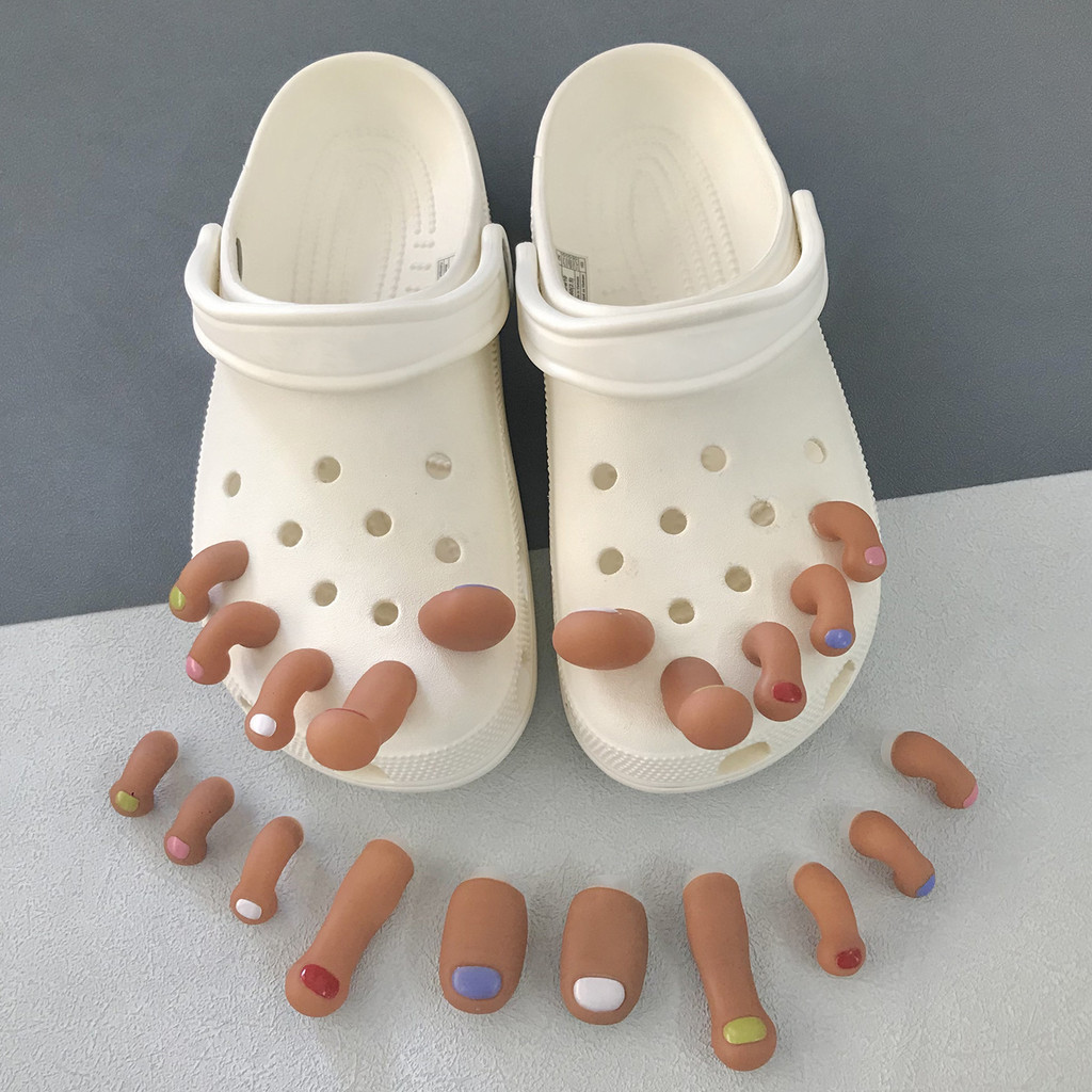crosc charm jibbits clog jibbits ชุดหัวเข็มขัดรองเท้ายางไขว้ดอกไม้ DIY ใหม่พร้อมหมวกนิ้วเท้า 3D ที่ถอดออกได้