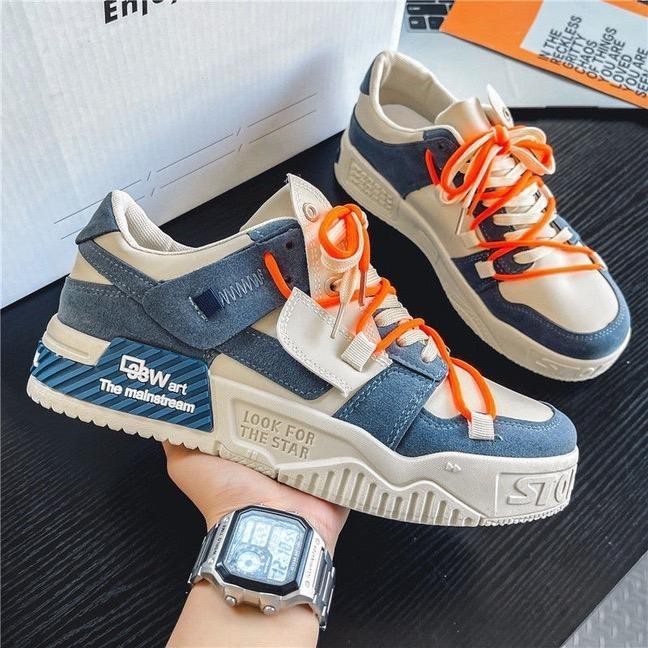 เทรนด์ใหม่สุดเท่น์ รองเท้าผ้าใบชายหุ้มข้อ เสริมส้น แบบผูกเชือก MVS067-218