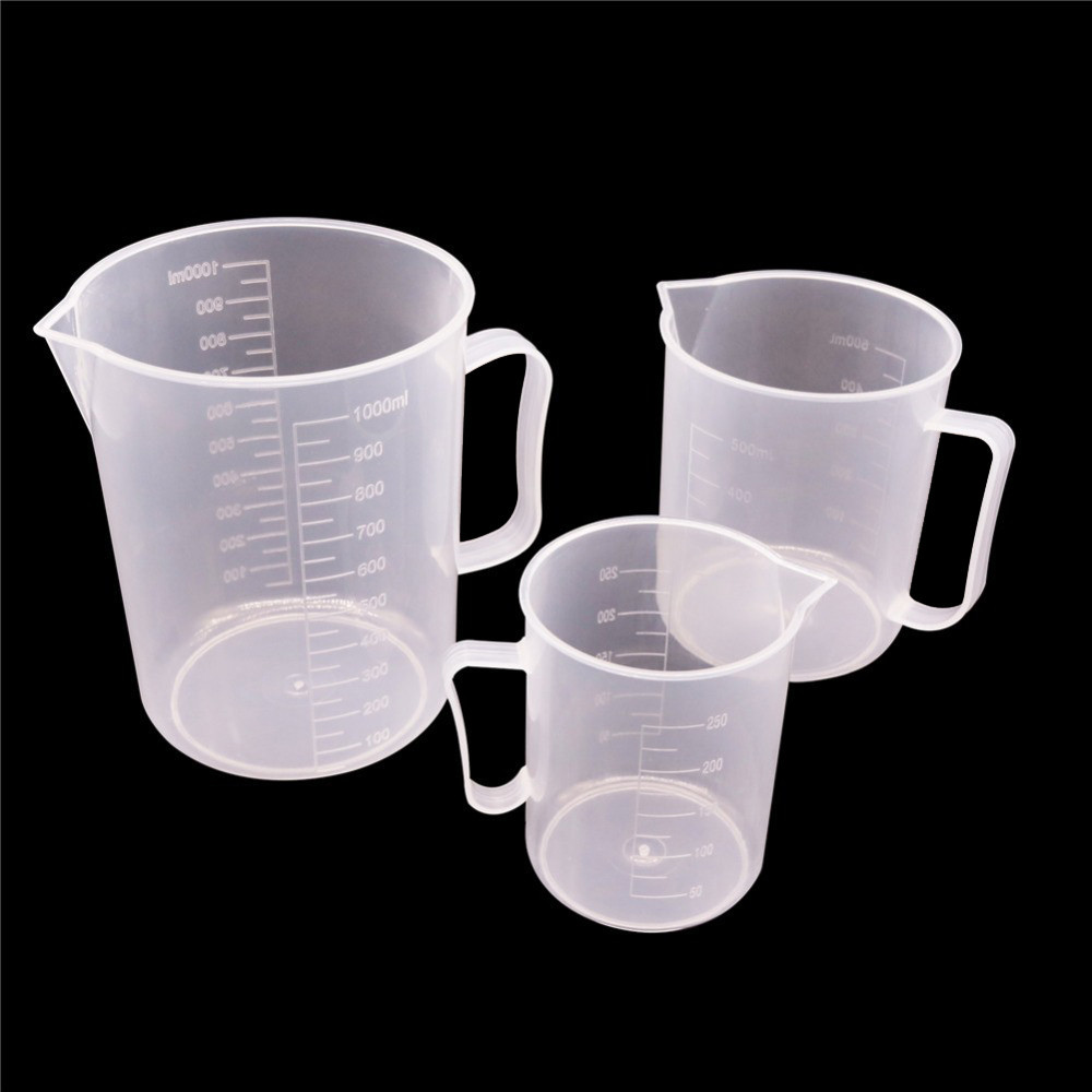 250ml/500ml/1000ml plastic beaker with handle Clear Plastic Measuring Cup Beaker for Lab Kitchen