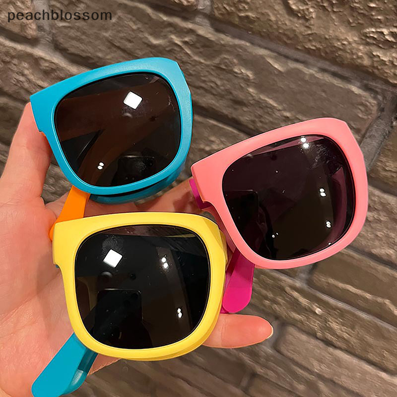 [PE] Kids Outdoor Folding Glasses Baby Boys Girls Travel Goggle Shades Glasses Vintage Square Frame 