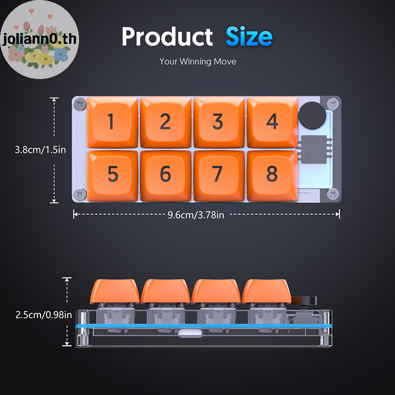 Joliann0 8 คีย์ลัดมาโครตั้งโปรแกรมได้ Fully Hot Swappable Mechanical Gaming อุปกรณ์เสริมคอมพิวเตอร์ชิ้นเดียว th - รูปที่ 3