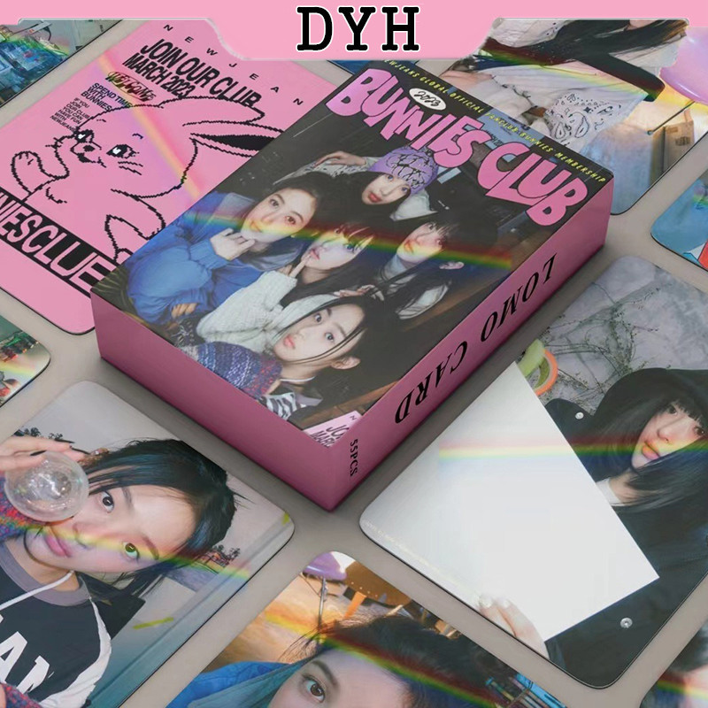 55 ชิ้น/กล่อง NewJeans เลเซอร์การ์ด Bunnies Club อัลบั้ม Photocard KPOP LOMO Card