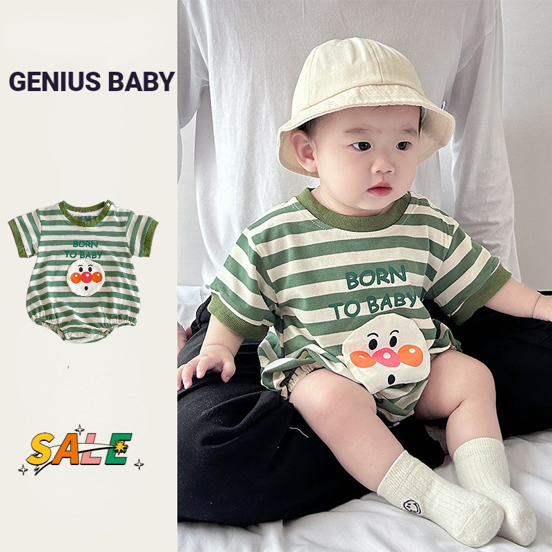 ฤดูร้อนใหม่คุณภาพสูงเสื้อผ้าเด็กแขนสั้น ชุดรอมเปอร์ 0-24 เดือนทารกแรกเกิดน่ารักสุดน่ารักลายการ์ตูนบอดี้สูทสไตล์เกาหลี