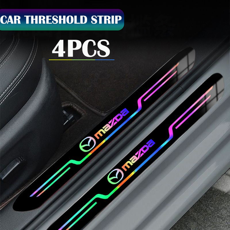 4 ชิ้นประตูรถ Sill แถบป้องกันกันน้ํา Anti Scratch รถเกณฑ์สติกเกอร์เหมาะสําหรับ Mazda 3 2 6 5 CX8 323 CX3 CX30 RX7 626 CX7 RX8 BT50 NX5
