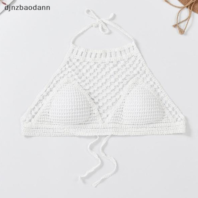 [DJNZ] ฤดูร้อนเซ็กซี่โบฮีเมีย Hollow เย็บปักถักร้อย Halter Backless ถัก Camisole สําหรับผู้หญิง NGSS