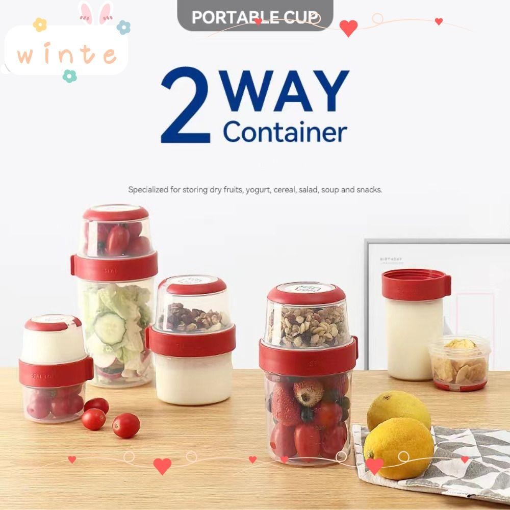 Winte Yoghurt Pots, ภาชนะบรรจุ PP Overnight Oats, 560ml พร้อม Topping Oats Jars นักเรียน