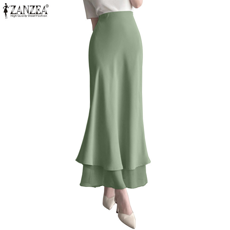 ZANZEA ใส่ ซานเซีย ผู้หญิงที่สง่างามสบายๆซิปยาว หางปลา กระโปรง