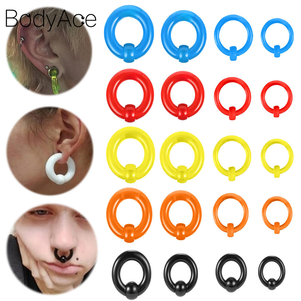 Bodyace อะคริลิคจมูกแหวนเจาะสีฟ้า Earing1 PC BLack Hoop ต่างหู Unisex หูปลั๊กสไตล์ Desgin เครื่องประดับ