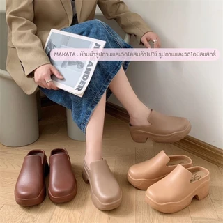 SHO-SUNG15 รองเท้าหัวโต สูง 8 CM แบบสวม เสริมส้นสูง ใส่เที่ยว ใส่ไปคอน พื้นกันลื่น สีพาสเทล สินค้าพร้อมส่ง