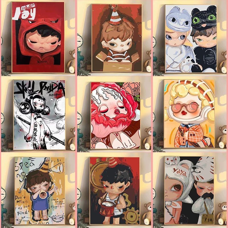 30x40 ซม.Pop Martภาพวาดสีน้ํามันดิจิตอลDIYมือวาดภาพวาดสีน้ํามันBubble Mart DIYมือวาดภาพวาดสีน้ํามันแขวนผนังภาพวาดตกแต่งArtเดสก์ท็อปภาพวาดตกแต่ง