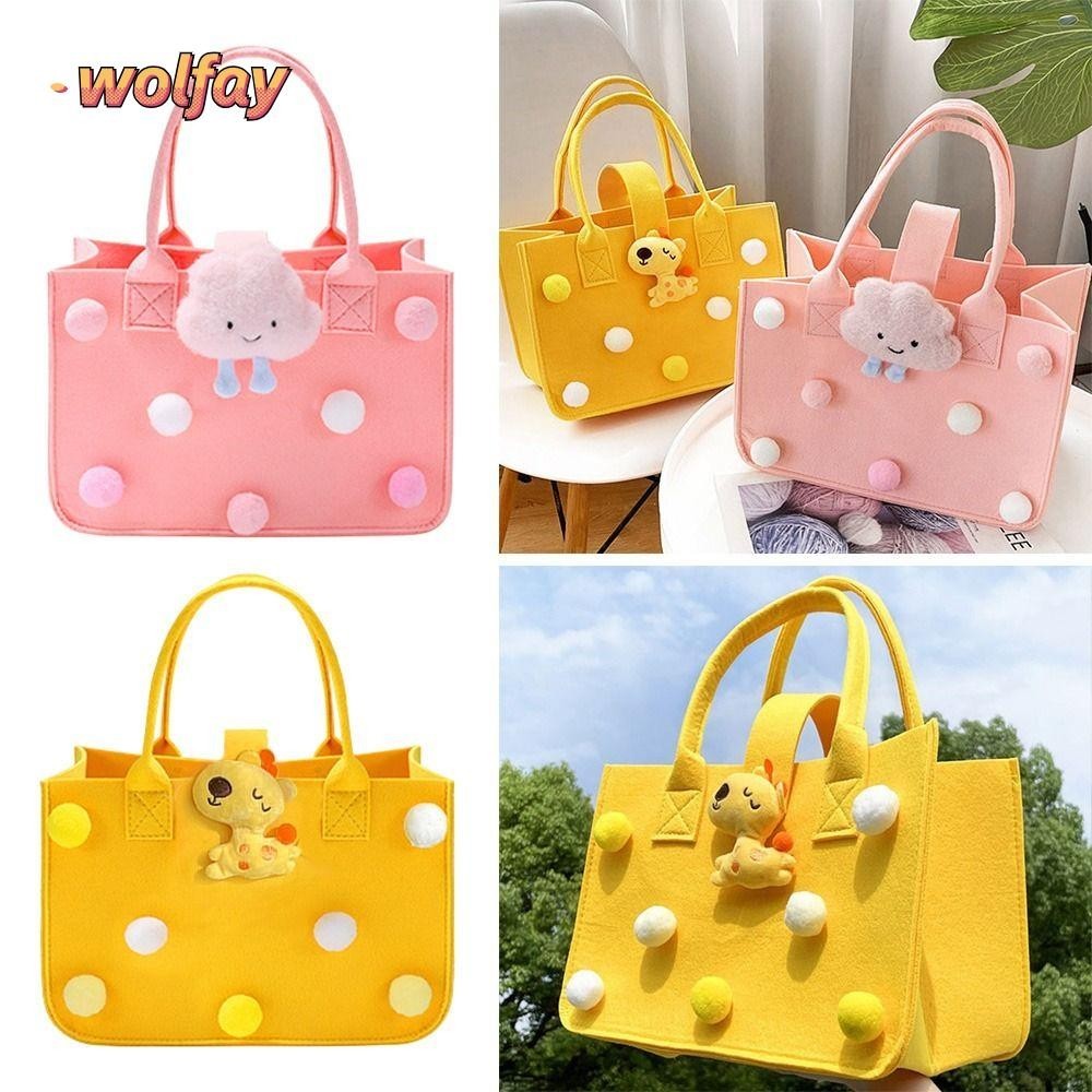 Wolfay Felt Tote Bag,ถุงของขวัญการ์ตูน Felt