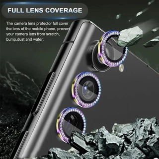 SAMSUNG หรูหราเพชรกล้องเลนส์protectorสําหรับsamsung Galaxy A14 A15 A24 A34 A35 A54 A55 A25 A05 A05s 5G Gitterแหวนเลนส์โลหะแหวนแก้วกรณีฝาครอบ