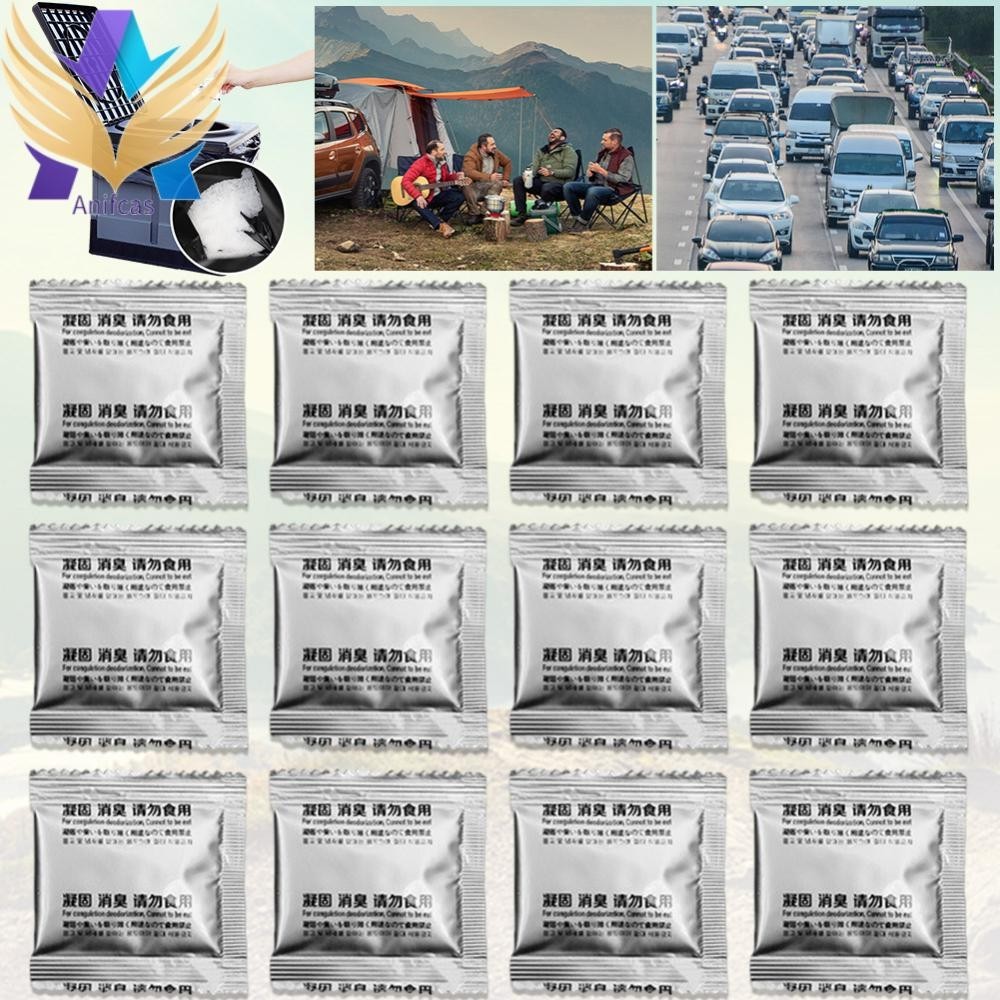 12 ชิ้น Camping Toilet Chemicals Poo Gel ผงห้องน้ําแบบพกพาสําหรับ Camping Toilet