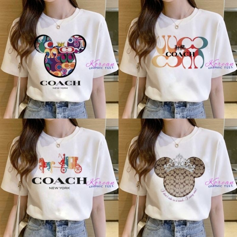 (จัดส่งภายใน 24 ชั่วโมง)BOOM Shopee ใหม่ เสื้อยืดแขนสั้น ผ้าฝ้าย พิมพ์ลาย COACHI แฟชั่นสําหรับผู้หญิง XS-3XL