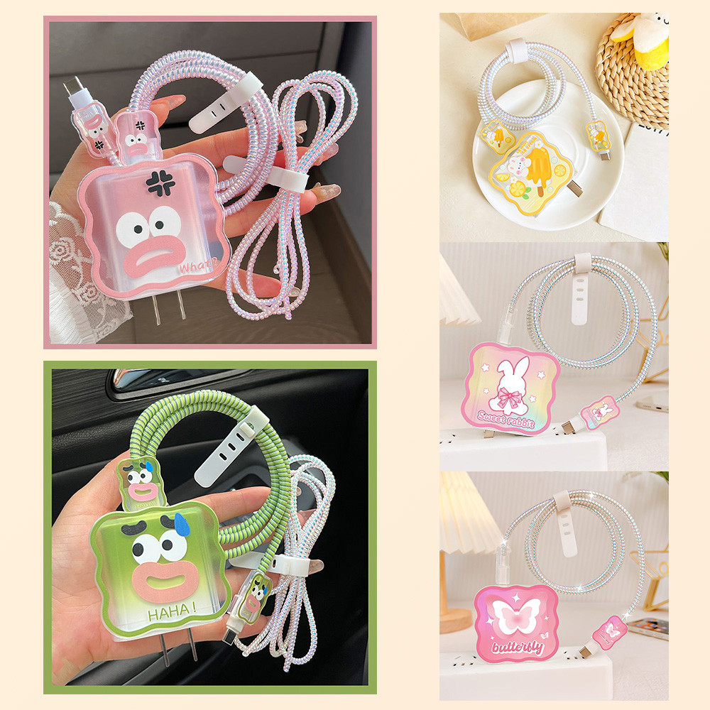 18W / 20W เคสชุดชาร์จสำหรับไอโฟน For Apple Power Adapter ชุดป้องกันสายชาร์จลายการ์ตูนน่ารัก รูปดอกไม้รูปสัตว์ - ภาพย่อย 4