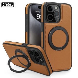 โฮซ 360° หมุนแหวนยึดเคสโทรศัพท์แม่เหล็กสําหรับIPhone 17 16 15 14 13 12 11 Pro MaxปกหนังPU