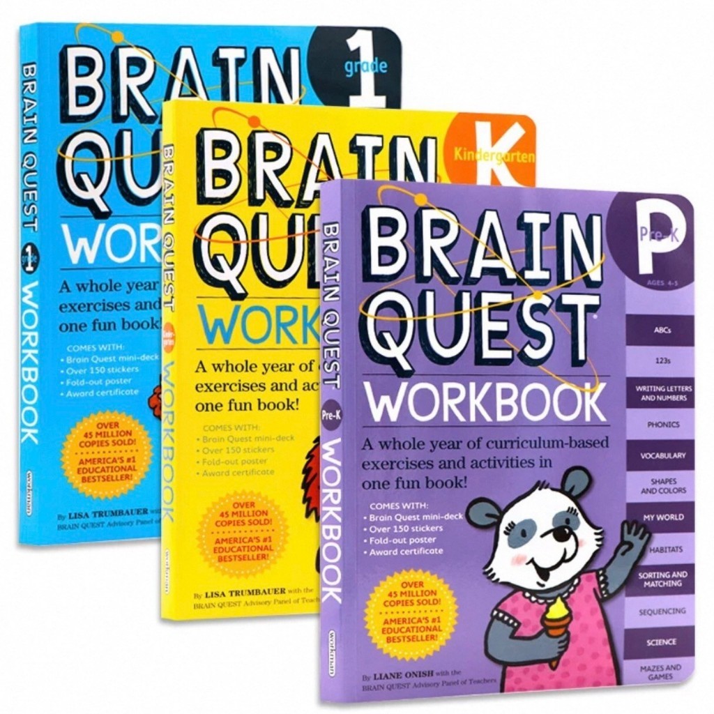 *พร้อมส่ง* หนังสือแบบฝึกหัดสำหรับเด็กก่อนอนุบาล+อนุบาล Brain quest Workbook Pre-K Age 4-5