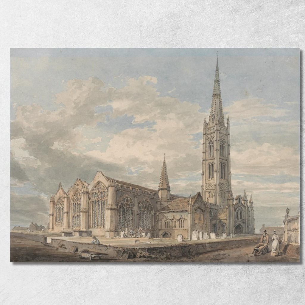 North East View Of Grantham Church Lincolnshire Joseph Mallord William Turner, jwt87 ภาพพิมพ์บนผ้าใบ