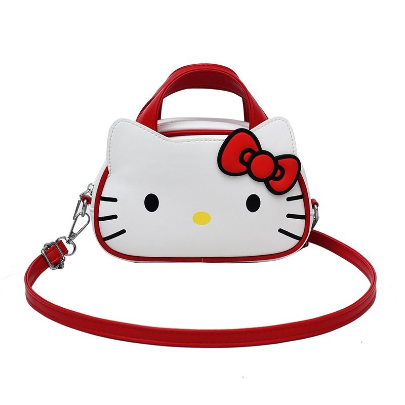 C&k กระเป๋าสะพายไหล่ผู้หญิงน่ารักการ์ตูน Hello Kitty กระเป๋าถือการจับคู่ทุกวัน