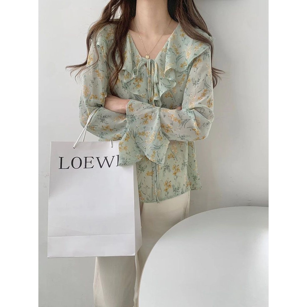 ส่งไวจากไทย⭐Summer⭐S- XL เสื้อชีฟองฤดูร้อนผู้หญิงเสื้อแขนยาว - รูปที่ 7