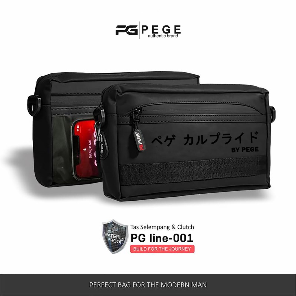 PEGE PG Line-9061 Premium Waterproof Sling & Clutch Bag - Original Waterproof Mens Handbag - Black Mens Sling Bag