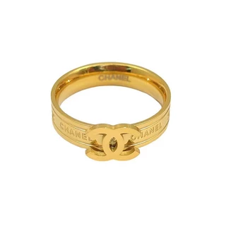 HT High-End Titanium Steel Double c Letter แหวนผู้ชายผู้หญิงสแตนเลสเครื่องประดับยอดนิยม