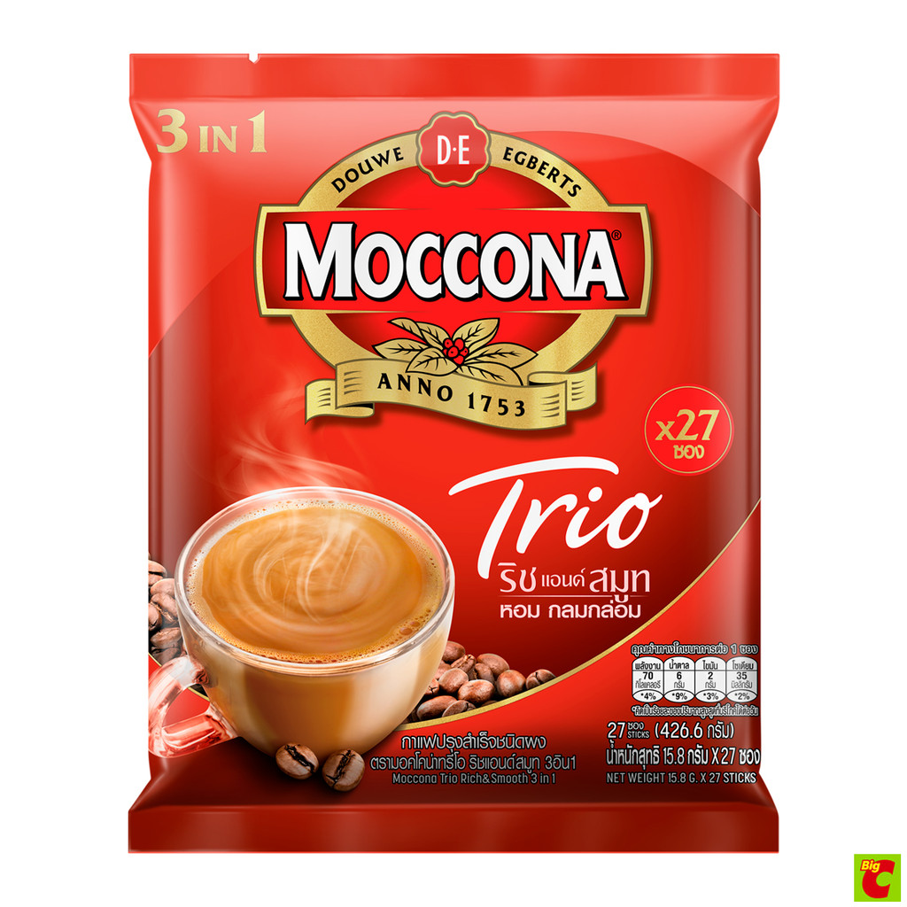 มอคโคน่า ทรีโอ กาแฟปรุงสำเร็จ 3อิน1 ริชแอนด์สมูท 15.8 ก. x 27 ชิ้น