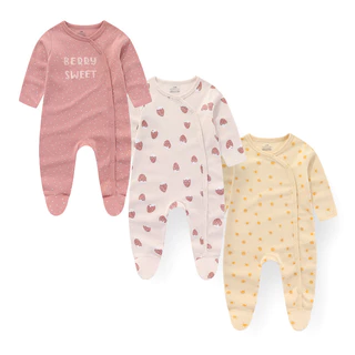 Kiddiezoom 3 ชิ้นฤดูใบไม้ร่วงฤดูหนาว Unisex แขนยาวเด็กทารกเด็กผู้หญิง Rompers ผ้าฝ้าย 100% เสื้อผ้าทารกแรกเกิด