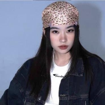 Halo studio พร้อมส่ง🔥 Y2k INS ลูกไม้สามเหลี่ยม Headscarf ผ้าพันคอแฟชั่นวินเทจลายเสือดาว สไตล์หวานและเท่ - รูปที่ 6